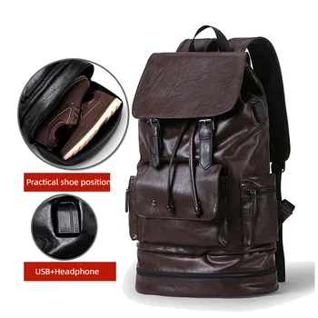 Мужская сумка Новый открытый USB-порт для путешествий Большие сумки Модная кожаная сумка через плечо мужской рюкзак большой емкости