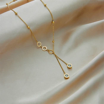 Римское ожерелье из нержавеющей стали 316L для отдыха Для женщин Роскошные Дизайнерские Модные ожерелья с длинными подвесками из Циркона Ювелирные изделия для девочек Подарки